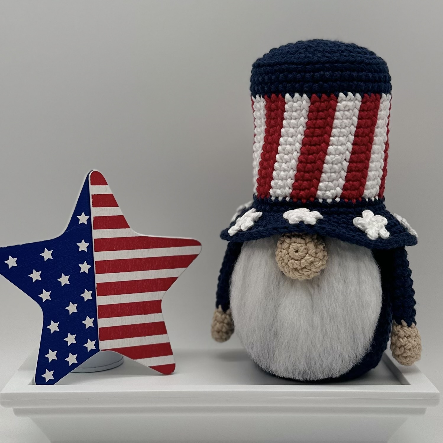 Patriotic American Flag Crochet Gnome Pattern