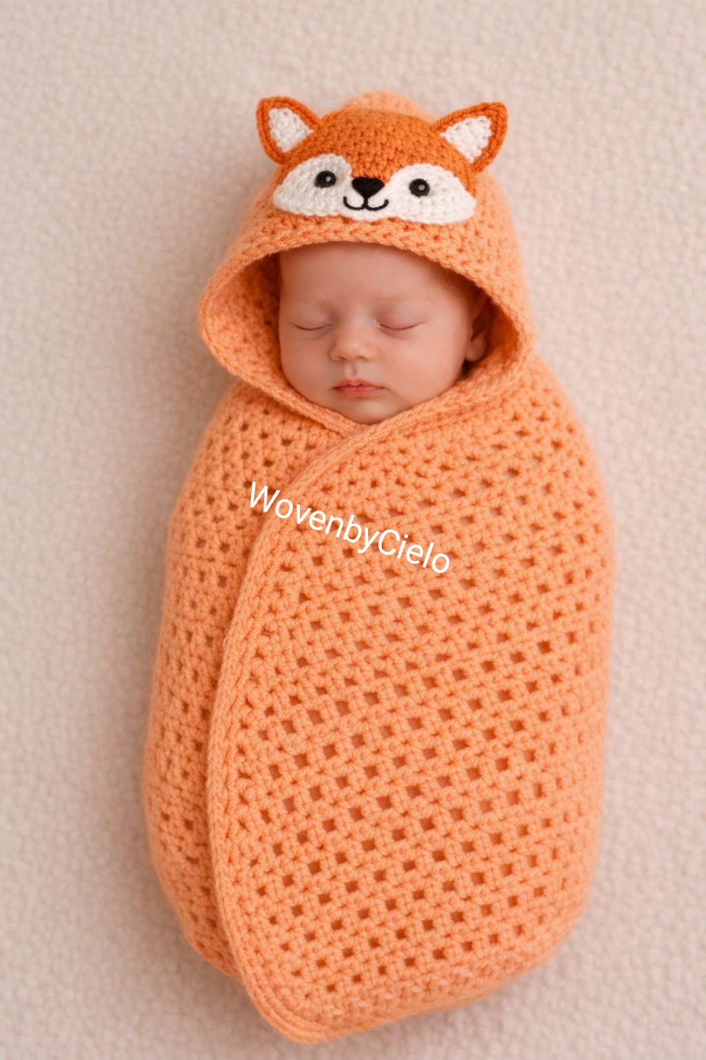 Crochet Newborn Fox Baby Blanket