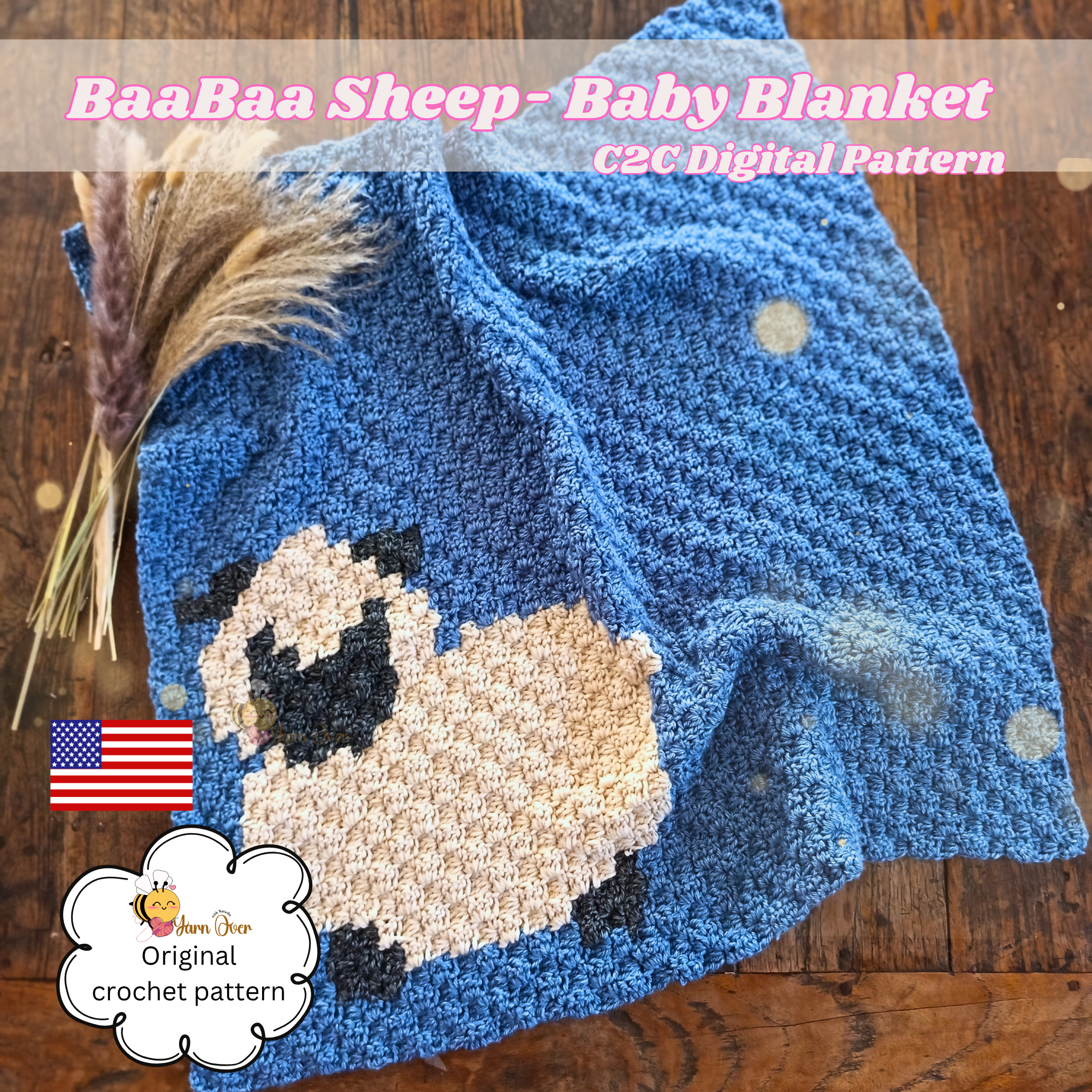 crochet baby blanket pattern/ Sheep-themed baby blanket pattern